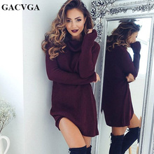 GACVGA Casual turtleneck knitted sweater dress women Cotton slim bodycon dress pullover female Autumn winter Sexy dress vestido 2024 - buy cheap