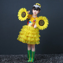 Girassol amarelo trajes de dança para meninas flor roupas de dança para a planta de jardim de infância roupas desempenho cosplay 2024 - compre barato