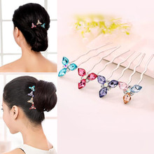 1PCS New Fashion Bridal Hair Accessories 4 Colors Crystal Hairpin Flower Hair Pin Stick Headpiece Wedding Jewelry Headwear 2024 - buy cheap