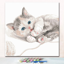 Naughty corte gato pinturas imagens por números na tela desenho pintura imagem o número com cores para crianças 2024 - compre barato