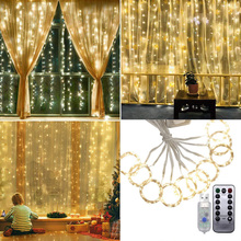 Luces LED de cadena de carámbano de alambre plateado, lámpara de hadas de cortina de Navidad de potencia de 3M x 3M, USB DC5V para decoración del hogar + Control remoto 2024 - compra barato
