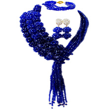 Royal Blue African Beads Jewelry Set Crystal Ball Beaded Necklace 3CQST01 2024 - buy cheap