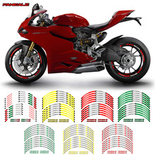 Ruedas delanteras y traseras de motocicleta, borde exterior, pegatina de llanta, pegatinas de rueda de rayas reflectantes para DUCATI PANIGALE 2024 - compra barato