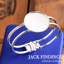 30mm  High Quality Silver Plated Tooth  Bangle Base Bracelet  Blank Findings Tray Bezel Setting Cabochon Cameo 2015 New 2024 - buy cheap
