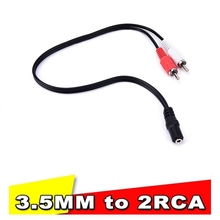 3,5 мм Y адаптер, 2RCA аудио кабели, стерео AUX гнездо к Mini Jack к Male 2 RCA Plug Y адаптер 1/8 стерео сплиттер соединительный провод 2024 - купить недорого