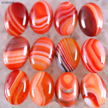 BUYERSHOME 10Pcs 13x18MM Natural Stone Orange Red Onyx No Drilled Hole Oval Cabochon CAB Bead For DIY Jewelry Making Ring K1615 2024 - buy cheap