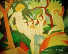 Pinturas para el dormitorio, baño para mujer, Macke de agosto, arte de reproducción, alta calidad, pintado a mano 2024 - compra barato