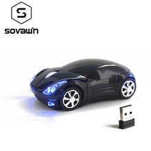 Sovawin-Mini ratón inalámbrico en forma de coche, 1200 DPI, 2,4G, USB, óptico, luces LED para PC, portátil, ordenador, hogar y oficina 2024 - compra barato