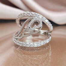 2019 nuevo plata Color ala forma completa pavimentada zirconia cúbica encantadores anillos grandes para mujeres novias boda fiesta dedo joyería regalos 2024 - compra barato