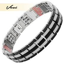 Vivari Double Row Healing Magnetic Bracelet For Men 4 In 1 Elements 100% Titanium Germanium Benefit for Arthritis Bracelets 2024 - buy cheap