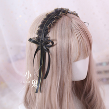 Gothic Dark Style Lolita Bow Headband Lace Ribbon Bow Hair Accessories Loli Headwear Woman Headband 9 color 2024 - buy cheap