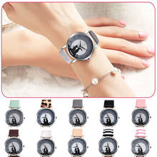 Quartz-Watch Ladies Montre Femme Women Men Glasses Cute Cat 12 Color Analog Quartz Dial Wrist Watch Bracelet Hour Clocks 2018 2024 - buy cheap
