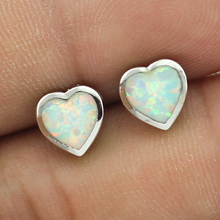 Small Cute Synthetic White Fire Opal Heart Shaped Women Stud  Earring 2024 - buy cheap