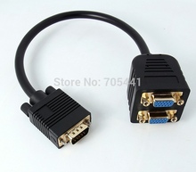 20pcs DHL free shipping High quality Gold-plated plug VGA Male to 2 VGA Female Adapter Splitter Cable 2024 - buy cheap