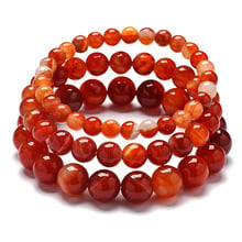 Simple 6/8/10mm Round Ball Beaded Circle Stretch Bracelets Natural Red Lace Veins Agates Stone Wristband Bracelets Women Gifts 2024 - buy cheap