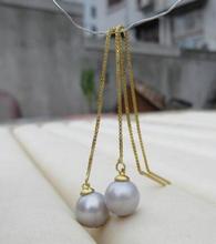 >>>>noble jewelry real photos AAA++ Natural GRAY Pearl Drop Earrings AAA 925 2024 - buy cheap