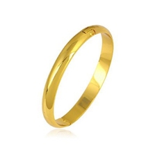 Женский браслет с желтым золотом, гладкий открывающийся браслет (диаметр 60 мм х 10 мм) 2024 - купить недорого