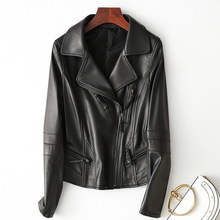 Ladies Genuine Leather Jacket Sheepskin Coat 100% Real Sheep Leather Jacket Women Motorcycle Black Female Outerwear Plus Size 2024 - buy cheap