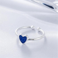 LULU-PIG 925 Silver Ring Korean Version Of Simple Temperament New Personality Glue Blue Love Rings R0034 2024 - buy cheap