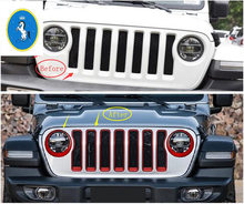 Yimaautotrims Auto Accessory Front Head Lights Lamp Ring & Front Grille Grill Frame Cover Trim For Jeep Wrangler JL 2018 - 2020 2024 - buy cheap