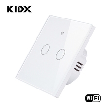 KIDX WIFI Smart Touch Switch 2 Gang APP Wireless Remote Light Wall Switch Crystal Glass Panel Works With Alexa / Google Home 2024 - buy cheap