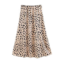Falda Retro de cintura alta con estampado de leopardo verano 2018 para Mujer Faldas de línea a de cintura elástica media larga 2024 - compra barato