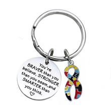 You are Braver Than you believed stronger than you seem and smarter than you think autism puzzle piece key chain For Autistic 2024 - buy cheap