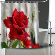 Custom Rose Pattern Decor Curtains Polyester Bathroom Waterproof Shower Curtain With Plastic Hooks 2024 - buy cheap