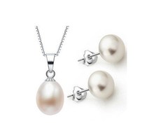 HOT SAMPLE Real Freshwater Pearl Jewelry Set, Fashion Necklace and Earrings Set for Beautiful Bride Charm Women 2024 - buy cheap