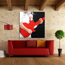 Free Shipping Handpainted Modern Cartoon Modern Abstract Red Guitar Pop Oil Painting On Canvas Wall Art For HomeDecor Pictures 2022 - buy cheap