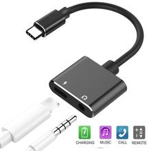 Tipo C Adaptador de cable de audio auxiliar USB Tipo C a conector de auriculares de 3,5 mm 2 en 1 Adaptador de cargador para Xiaomi Mi6 Nota 3 Mix 2 Huawei 2024 - compra barato