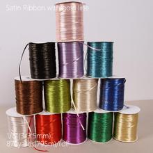 870 Yards 795 Meters Silk Satin Ribbon with gold 3mm Wedding Party Decoration Gift Wrapping Christmas New Year Decor Supplies 2024 - buy cheap