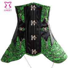 Steampunk Corsetto Women Green Underbust Sexy Waist Trainer Corset Burlesque Corsets And Bustiers Steel Boned Chest Binder 2024 - buy cheap