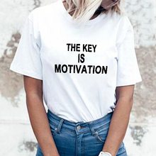 2QIMU The Key is Motivation Women T-Shirt Funny Print Casual O-Neck Fashion T-shirt for Women Summer Tops Female 2024 - buy cheap