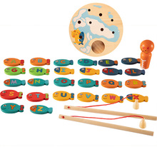Ímãs de madeira para crianças, 26 peças, material montessori, brinquedos educativos, alfabeto, peixe, brinquedo 2024 - compre barato