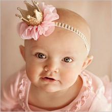 kids girls flower princess crown headband for newborns photography hair accessories kids elastics hair head band wrap ornaments 2024 - buy cheap