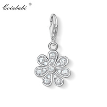 Charm Pendant White Blume Flower,2018 Fashion Jewelry Trendy Authentic 925 Sterling Silver Gift For Women Girls Fit Bracelet 2024 - buy cheap