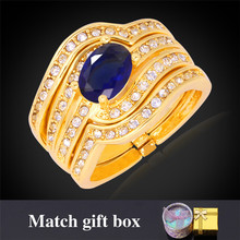 Anel de cristal para mulheres e homens joias aaa + zircônia cúbica joias fashion com caixa de presente anéis de cor dourada amarela r352 2024 - compre barato