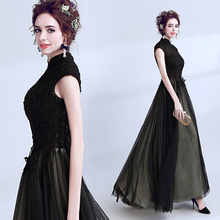 Vestido largo de encaje negro para mujer, vestido de fiesta de princesa para dama de honor 2024 - compra barato