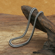 FNJ-collares de cadena de cola de zorro para hombre y mujer, collar de plata 925, 2,8mm, 45cm a 65cm, S925, Plata tailandesa Original 2024 - compra barato