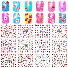 12 sheets mixed design flower water transfer nail art decorations stickers decals beauty manicure tools 1237 2024 - buy cheap