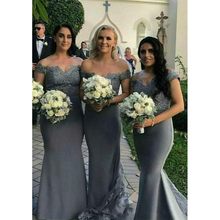 Simple New Chiffon Bridesmaid's Dresses Lace Applique Off Shoulder  Sleeve Mermaid Wedding Party Prom 2024 - buy cheap