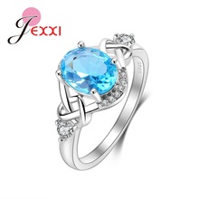 New Arrival Clear Blue Cubic Zirconia Fashion 925 Sterling Silver Finger Rings Beautiful Wedding Ring For Girls/Women 2024 - buy cheap