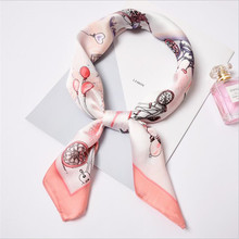 New 70x70cm Women Faux Polyester Silk Scarf Cute Balloon Printed Satin Small Square Wraps Scarves Shawl Headbands Neck Ties Girl 2024 - buy cheap