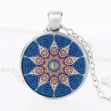 SUTEYI Vintage Mandala necklace Glass Dome Pendant Henna Enamel Meditation Nacklaces Yoga Om Symbol Zen Buddhism Women Jewelry 2024 - buy cheap