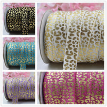 5/8'' 16MM hot gold print Leopard Elasticity ribbon , 10 yards DIY handmade hair accessories Material ,1659 2024 - buy cheap