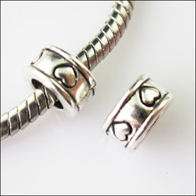 25 шт. тибетские серебряные бусины в форме сердца подходят для европейских очаровательных браслетов 8,5 мм 2024 - купить недорого
