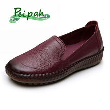 PEIPAH Handmade Retro Women Flats Shoes Genuine Leather Espadrilles Women Leather Female Flat Loafers Shoes Slip On Sneakers 2024 - buy cheap