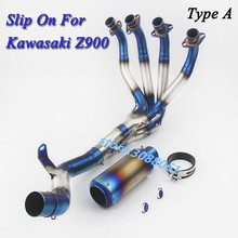 Sistema de escape completo modificado para motocicleta, silenciador de fibra de carbono, tubo medio de conexión frontal, para Kawasaki Z900 2024 - compra barato