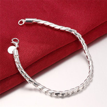 Silver 925 Bracelets for Men Women 3mm Chain Bracelet 8 inch Wristband Bracelets & Bangles Fashion Jewelry Bijoux Wholesale 2024 - buy cheap